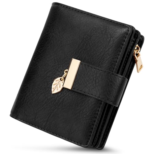 WACCET Geldbörse Damen Klein, Portemonnaie Damen RFID Blockierung PU Leder Große Kapazität Geldbeutel Frauen mit 14 Kartenfächer und Reißverschluss Münzfach von WACCET