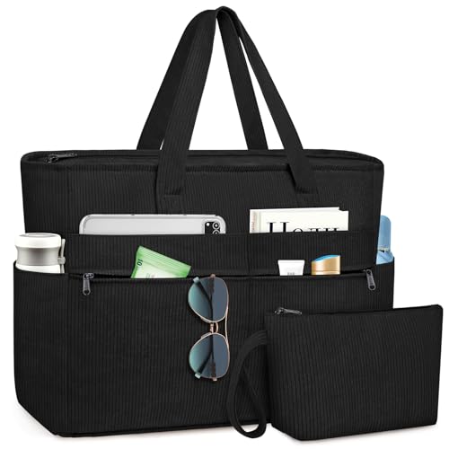 WACCET Strandtasche XXL Familie, Große Wasserdichte Strandtasche Damen mit Reißverschluss, Faltbare Leichte Badetasche Damen mit Mehreren Taschen Beach Bag Tote Bag für Strand, Reisen, Urlaub, Pool. von WACCET