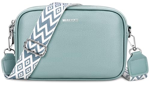 WACCET Umhängetasche Damen, Schultertasche PU Leder Moderne Crossbody Bag Damen mit Verstellbarem Breitem Schultergurt und Kartenfächern Handtasche Damen für Reisen, Arbeit und täglichen Gebrauch von WACCET