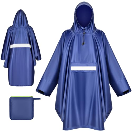 WACCET Wasserdicht Regenponcho Damen, Regenponcho Fahrrad für Herren Damen Wiederverwendbarer Ripstop Atmungsaktiver Leichte Regencape mit Kapuze Regenjacken für Radfahren, Wandern, Camping, usw. von WACCET