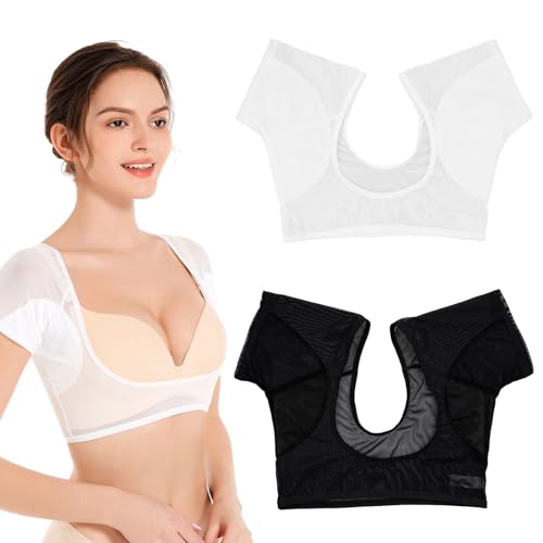 WACH AUF 2 Stück Underarm Pads Vest Sweat Pads Cotton Absorbent Sweat Pads Breathable Integrated Spitze Damen Against Sweat Spaghettiträger Protection Against Sweat Stains Sexy(Schwarz,Weiß) S von WACH AUF