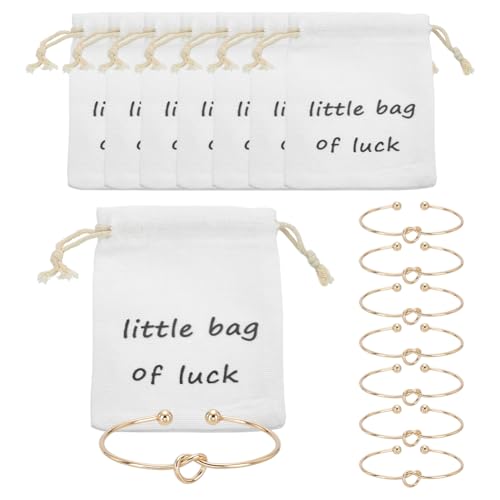 WADORN 16 Schmuckbeutel Brautjungferngeschenke, Baumwollbeutel Mit Kordelzug Kleine Beutel Mit Glücksbringer Und Brautjungfernknoten Armband Schmuckverpackungsbeutel Hochzeitsantragsgeschenk von WADORN