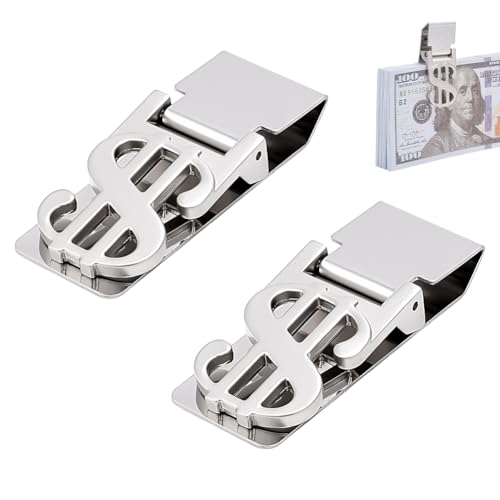 WADORN 2 Pack Geldklammer Aus Edelstahl, Visitenkartenhalter Schmale Bargeldklammer Metall Geldbörsenklammern Für Männer Geschäftsreisen Den Täglichen Gebrauch, Platin 5.9x2.4x1cm von WADORN