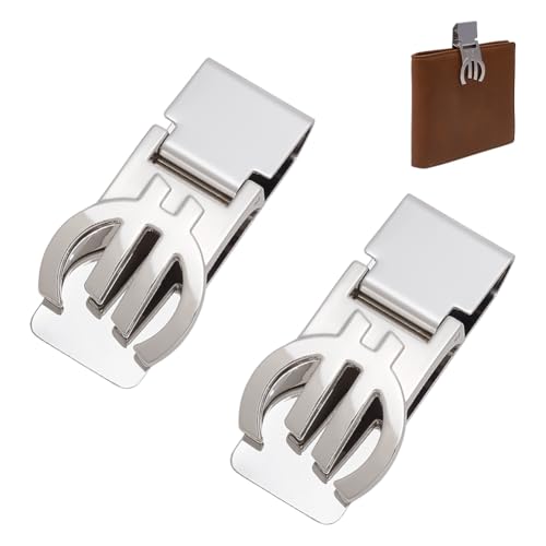 WADORN 2 Pack Geldklammer Aus Edelstahl, Visitenkartenhalter Schmale Bargeldklammer Metall Geldbörsenklammern Für Männer Geschäftsreisen Den Täglichen Gebrauch, Platin 5.9x2.9x1cm von WADORN