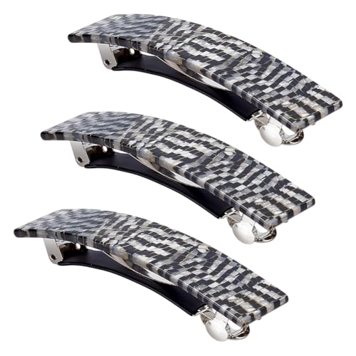 WADORN 3 Haarspangen Für Frauen 8.2cm Karierte Haarspange Große Schwarz Weiße Haarspangen Französische Vintage Haarspangen Für Dickes Dünnes Haar Damen Haarschmuck von WADORN