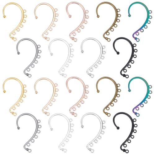 WADORN 36 Stück DIY Ohrmanschetten Ohrring Wraps, 9 Farben Nicht Durchstechender Clip 7 Löcher Ohrwickel Ohrringhaken Für Frauen Schmuck Quaste Tropfenherstellung Zubehör Baumelnde Ohrringe,5.8x3.4cm von WADORN