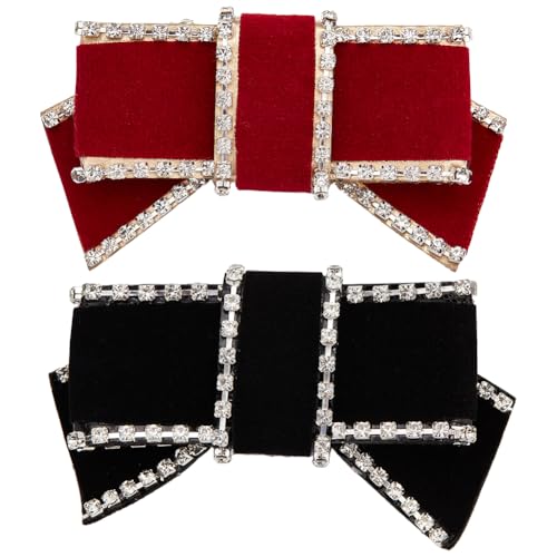 WADORN 4 Stück Schuhclips Mit Strasssteinen, 2 Farbe Klassischer Schuhclip Aus Velours Mit Metall-Strass-Schleife Dekorativ Für Damen Dekorativ Für Braut-Hochzeits-Pumps Damenschuhe Sandalen von WADORN