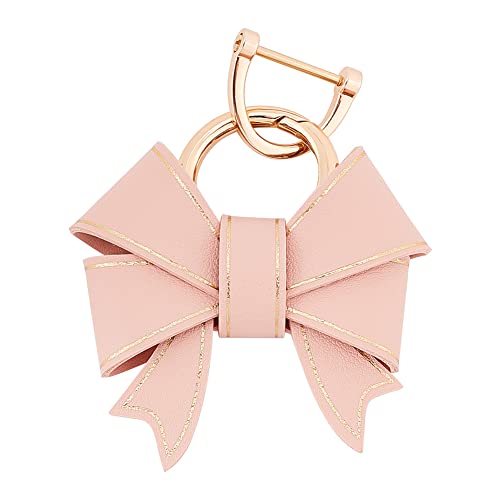 WADORN Bowknot Schlüsselanhänger Für Damen, Schlüsselanhänger Aus PU-Leder Mit Niedlicher Schleife Personalisierter Autoschlüsselhalter Geldbörse Handtasche Anhänger Charme Damengeschenk, Rosa von WADORN