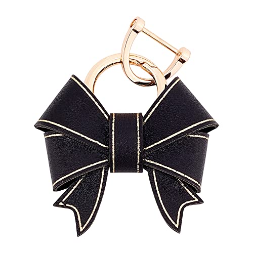 WADORN Bowknot Schlüsselanhänger Für Damen, Schlüsselanhänger Aus PU-Leder Mit Niedlicher Schleife Personalisierter Autoschlüsselhalter Geldbörse Handtasche Anhänger Charme Damengeschenk, Schwarz von WADORN