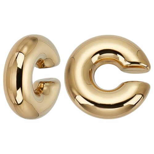 WADORN Klobige Ohrmanschetten Ohrringe Ohrklemme Aus Edelstahl Sicherer Nicht Durchstochener Ohrknorpelclip Funkelnde Knorpelohrringe C Förmige Ohrringe Für Frauen Männer, Gold von WADORN