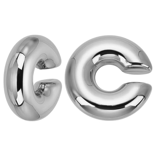 WADORN Klobige Ohrmanschetten Ohrringe Ohrklemme Aus Edelstahl Sicherer Nicht Durchstochener Ohrknorpelclip Funkelnde Knorpelohrringe C Förmige Ohrringe Für Frauen Männer, Silber von WADORN