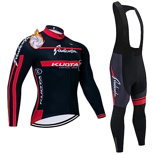 WADRI Herren Radsport Anzüge Fleece Fahrradbekleidung Set Radtrikot Langarm Radjacke + Radhose 3D Gepolsterte S - 5XL von WADRI