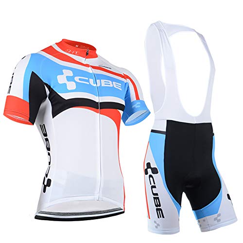 WADRI Herren Radtrikot Set Kurzarm Trikot 3D gepufferte Radhose Rennrad Fahrradbekleidung Sommer Atmungsaktives Radtrikot+Fahrrad Rennrad Lätzchen Short Set MTB von WADRI