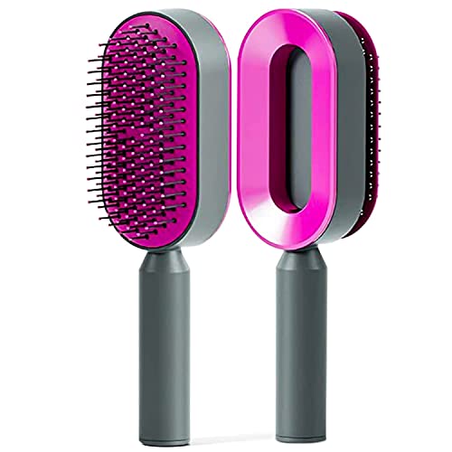 Selbstreinigende Haarbürste, Profi Entwirrbürste rund ohne ziepen für Frauen Männer & Kinder, haarbürste eleganter look, Detangler, Nassbürste, 3D Air Cushion Antistatic Hairdressing Brush (Fuchsia) Selbstreinigende Haarbürste, Profi Entwirrbürste rund ohne ziepen für Frauen Männer & Kinder, haarbürste eleganter look, Detangler, Nassbürste, 3D Air Cushion Antistatic Hairdressing Brush (Fuchsia) von WADY