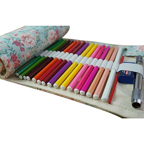 Wady Stifterolle für 72 Buntstifte und Bleistifte, aus Canvas, Stifteetui Roll-up für Künstler, Mehrzwecktasche für Reisen/Schule/Büro/Kunst (Anmerkung: ohne Farbstifte) von WADY
