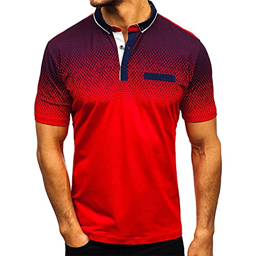 Neue Herren Bedruckte Polo Farbverlauf Farbe Hochwertige 65% Baumwolle Sommer Casual Polo Shirt Herren Atmungsaktive Mode von WAEKQIANG