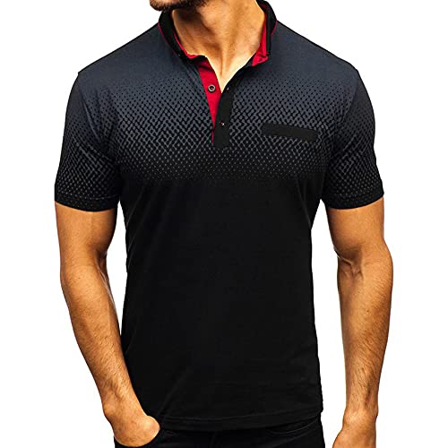 Neue Herren Bedruckte Polo Farbverlauf Farbe Hochwertige 65% Baumwolle Sommer Casual Polo Shirt Herren Atmungsaktive Mode von WAEKQIANG