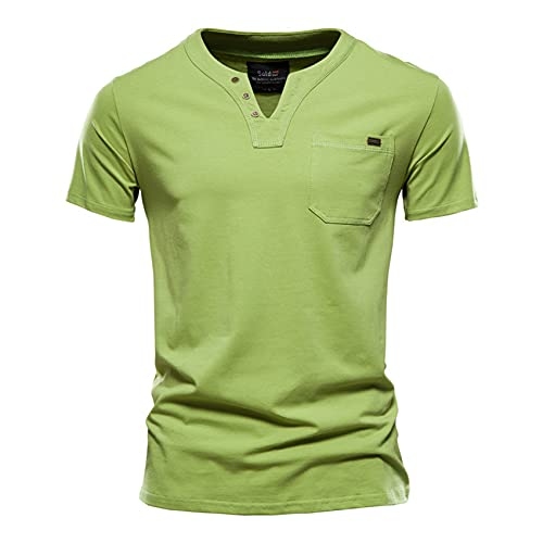 Sommer Top QualitäT Baumwolle T-Shirt MäNner Einfarbig Design V-Ausschnitt T-Shirt Casual Klassische Herrenbekleidung Tops T-Shirt Herren von WAEKQIANG