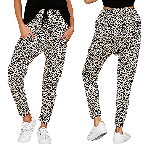 WAEKQIANG Jogger Leopardenmuster Casual Pants Jogginghose Mit Weitem Bein Damenhose GroßE Hose Mit Hoher Taille Streetwear von WAEKQIANG
