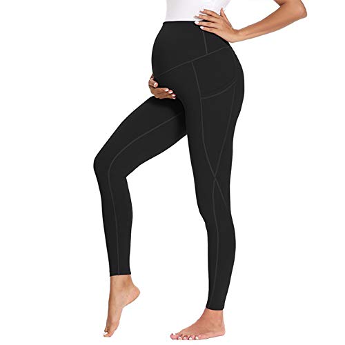 WAEKQIANG Schwangere Frauen Mit Taschen Hohe Taille Fitness Yoga Umstandshose Super Weich Laufende Bauchkontrolle Aktive Sporthose von WAEKQIANG