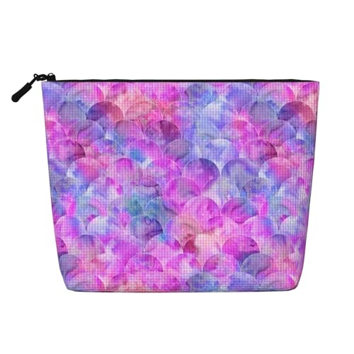 Abstrakte Meerjungfrauenschuppen, Fischhautstruktur, holografische Farben, Make-up-Tasche, Reise-Make-up-Tasche, Reißverschluss, Kosmetiktasche für Frauen von WAFICAC