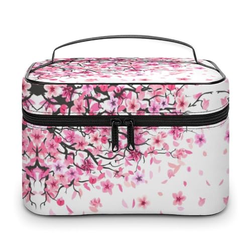 Anime-Kirschblüten-Reise-Make-up-Tasche für Frauen, Kosmetiktaschen-Organizer mit weichen Grifffächern, Herren-Kulturtasche mit großer Kapazität, Hautpflege-Kulturtasche, Camping-Hochzeits-Make-up-T von WAFICAC