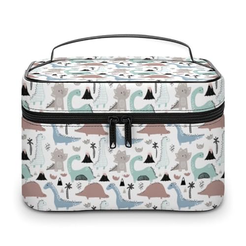Aquarell, Bunte Anime-Dinosaurier, Reise-Make-up-Tasche für Frauen, Kosmetiktaschen-Organizer mit weichen Grifffächern, Herren, große Kapazität, Hautpflege-Kulturtasche, Camping, Hochzeit, Make-up-T Aquarell, Bunte Anime-Dinosaurier, Reise-Make-up-Tasche für Frauen, Kosmetiktaschen-Organizer mit weichen Grifffächern, Herren, große Kapazität, Hautpflege-Kulturtasche, Camping, Hochzeit, Make-up-T von WAFICAC