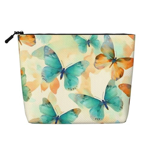 Aquarell Schmetterling Make-up Taschen Reise Make-up Tasche Reißverschluss Kosmetiktasche für Frauen von WAFICAC