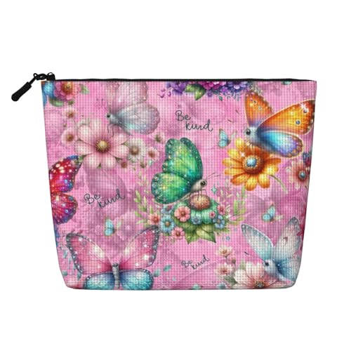 Blumen-Schmetterlings-Make-up-Taschen Reise-Make-up-Tasche Reißverschluss Kosmetiktasche für Frauen von WAFICAC