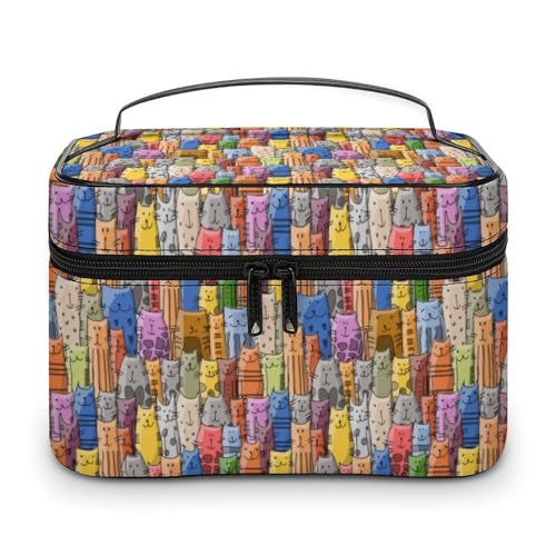 Bunte Anime-Aquarellkatzen, Reise-Make-up-Tasche für Frauen, Kosmetiktaschen-Organizer mit weichen Grifffächern, Herren-Kulturtasche mit großer Kapazität, Hautpflege-Kulturtasche, Camping-Hochzeits- Bunte Anime-Aquarellkatzen, Reise-Make-up-Tasche für Frauen, Kosmetiktaschen-Organizer mit weichen Grifffächern, Herren-Kulturtasche mit großer Kapazität, Hautpflege-Kulturtasche, Camping-Hochzeits- von WAFICAC