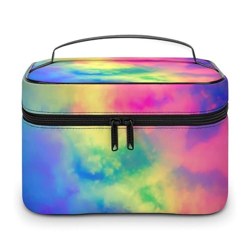 Bunte Batik-Reise-Make-up-Tasche für Frauen, Kosmetiktaschen-Organizer mit weichen Grifffächern, Herren-Kulturtasche mit großer Kapazität, Hautpflege-Kulturtasche, Camping-Hochzeits-Make-up-Tasche Bunte Batik-Reise-Make-up-Tasche für Frauen, Kosmetiktaschen-Organizer mit weichen Grifffächern, Herren-Kulturtasche mit großer Kapazität, Hautpflege-Kulturtasche, Camping-Hochzeits-Make-up-Tasche von WAFICAC