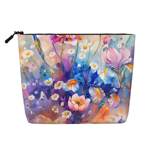 Bunte Blumen Blumen Make-up Taschen Reise Make-up Tasche Reißverschluss Kosmetiktasche für Frauen von WAFICAC