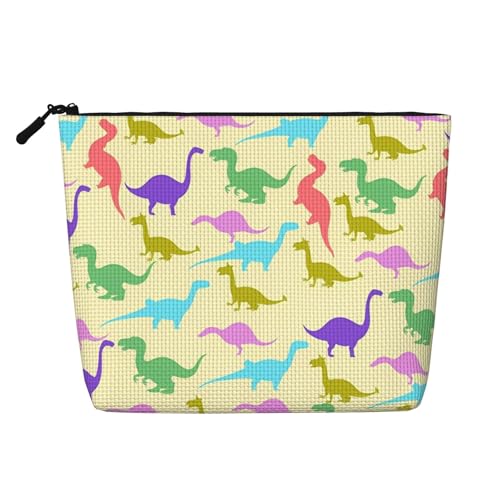 Bunte Dinosaurier-Make-up-Taschen, Reise-Make-up-Tasche, Reißverschluss, Kosmetiktasche für Frauen von WAFICAC