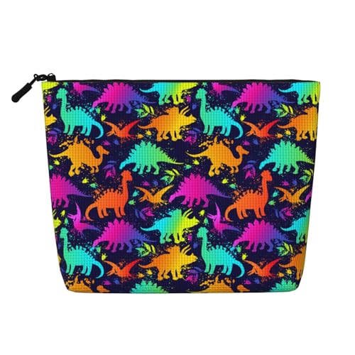 Bunte Dinosaurier-Make-up-Taschen, Reise-Make-up-Tasche, Reißverschluss, Kosmetiktasche für Frauen von WAFICAC