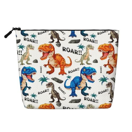 Bunte Make-up-Taschen mit Dinosaurier-Brüllmuster, Reise-Make-up-Tasche, Reißverschluss, Kosmetiktasche für Frauen von WAFICAC