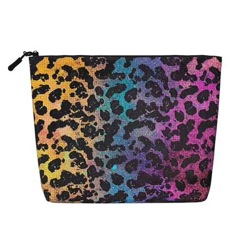 Bunte Make-up-Taschen mit Leopardenmuster, Reise-Make-up-Tasche, Kosmetiktasche mit Reißverschluss für Damen von WAFICAC