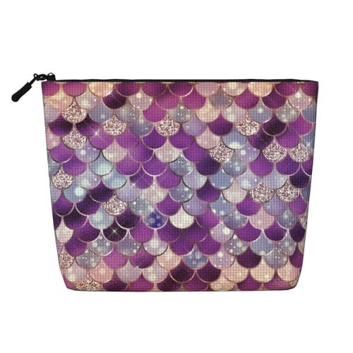 Bunte Meerjungfrau-Schuppen-Make-up-Taschen, Reise-Make-up-Tasche, Reißverschluss, Kosmetiktasche für Frauen von WAFICAC