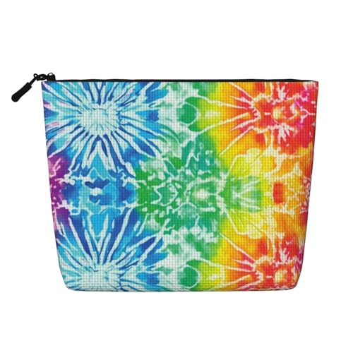 Bunte Regenbogen-Batik-Make-up-Taschen, Reise-Make-up-Tasche, Reißverschluss, Kosmetiktasche für Frauen von WAFICAC