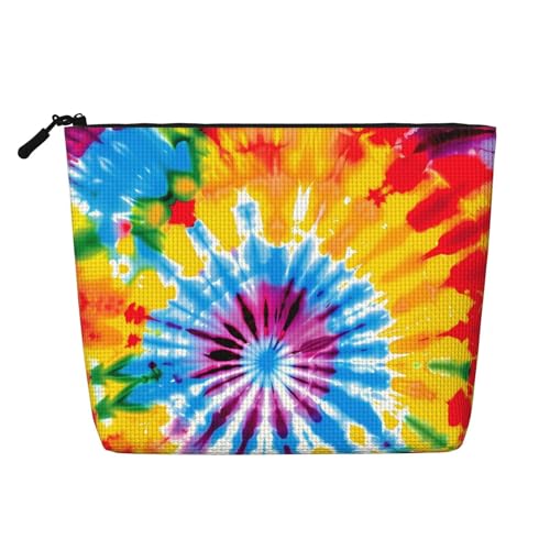 Bunte Regenbogen-Batik-Make-up-Taschen, Reise-Make-up-Tasche, Reißverschluss, Kosmetiktasche für Frauen von WAFICAC