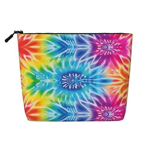 Bunte Regenbogen-Batik-Make-up-Taschen, Reise-Make-up-Tasche, Reißverschluss, Kosmetiktasche für Frauen von WAFICAC