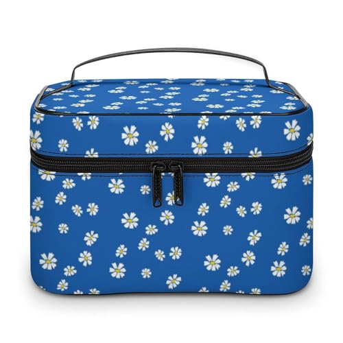 Gänseblümchen-Blumen, weiße Gänseblümchen, Reise-Make-up-Tasche für Frauen, Kosmetiktaschen, Organizer mit weichen Grifffächern, Herren, große Kapazität, Hautpflege-Kulturtasche, Camping, Hochzeit, Gänseblümchen-Blumen, weiße Gänseblümchen, Reise-Make-up-Tasche für Frauen, Kosmetiktaschen, Organizer mit weichen Grifffächern, Herren, große Kapazität, Hautpflege-Kulturtasche, Camping, Hochzeit, von WAFICAC