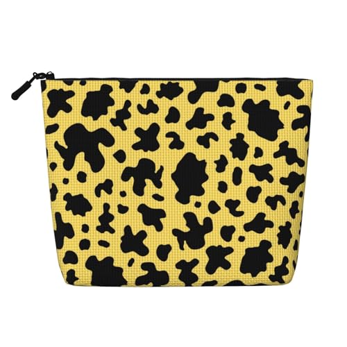 Gelbe Kuhhaut-Muster-Make-up-Taschen Reise-Make-up-Tasche Reißverschluss-Kosmetiktasche für Frauen von WAFICAC