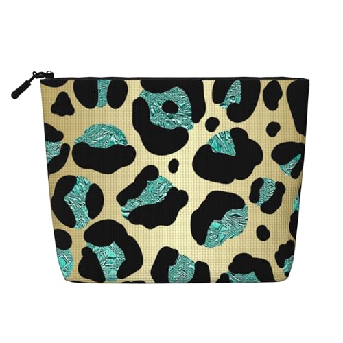 Grün Gold Leopard Make-Up Taschen Reise Make-Up Tasche Zipper Kosmetik Tasche Für Frauen von WAFICAC