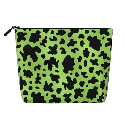 Grüne Kuhhaut-Muster-Make-up-Taschen Reise-Make-up-Tasche Reißverschluss Kosmetiktasche für Frauen von WAFICAC