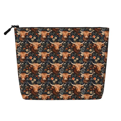 HighlandCow_DigitalPaper Make-up-Taschen, Reise-Make-up-Tasche, Reißverschluss, Kosmetiktasche für Damen HighlandCow_DigitalPaper Make-up-Taschen, Reise-Make-up-Tasche, Reißverschluss, Kosmetiktasche für Damen von WAFICAC