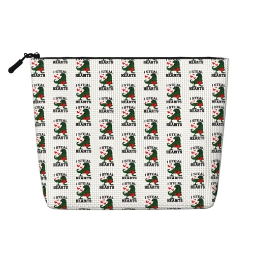 I Steal Hearts Dinosaur 2 Make-up-Taschen, Reise-Make-up-Tasche, Reißverschluss, Kosmetiktasche für Frauen von WAFICAC