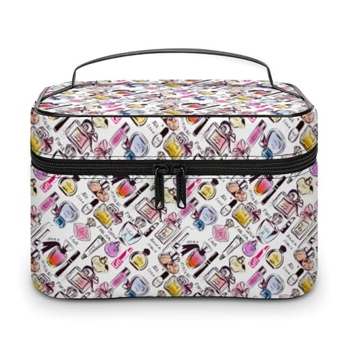 Kosmetik-Make-up-Thema, Reise-Make-up-Tasche für Frauen, Kosmetiktaschen-Organizer mit weichen Grifffächern, Herren-Kulturtasche mit großer Kapazität, Hautpflege, Camping, Hochzeit, Make-up-Tasche Kosmetik-Make-up-Thema, Reise-Make-up-Tasche für Frauen, Kosmetiktaschen-Organizer mit weichen Grifffächern, Herren-Kulturtasche mit großer Kapazität, Hautpflege, Camping, Hochzeit, Make-up-Tasche von WAFICAC