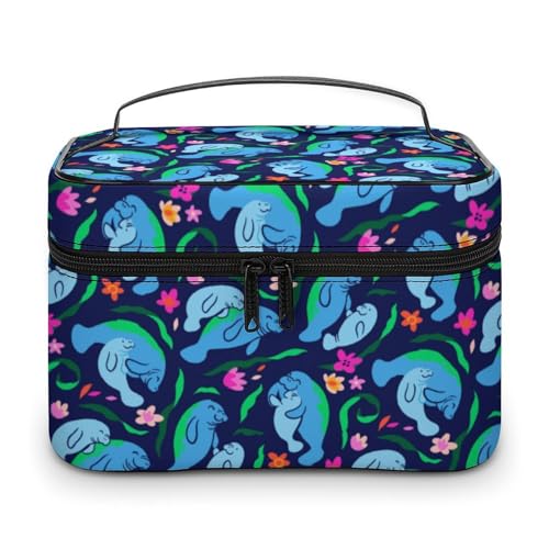 Kosmetiktasche mit Cartoon-Motiv, süße Seelöwen, für Damen, Reise-Make-up-Tasche, Hautpflege, Toilettenartikel, Organizer, Herren, Urlaub, wasserdicht, weiches Leder, Make-up-Box mit Grifffächern Kosmetiktasche mit Cartoon-Motiv, süße Seelöwen, für Damen, Reise-Make-up-Tasche, Hautpflege, Toilettenartikel, Organizer, Herren, Urlaub, wasserdicht, weiches Leder, Make-up-Box mit Grifffächern von WAFICAC