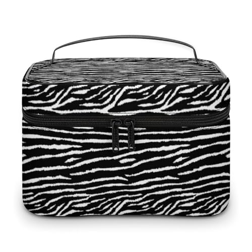 Kosmetiktasche mit Zebra-Streifen, Schwarz/Weiß, für Damen, Reise-Make-up-Tasche, Hautpflege- und Toilettenartikel-Aufbewahrungs-Organizer, Herren, Urlaub, wasserdicht, weiches Leder, Make-up-Box mi Kosmetiktasche mit Zebra-Streifen, Schwarz/Weiß, für Damen, Reise-Make-up-Tasche, Hautpflege- und Toilettenartikel-Aufbewahrungs-Organizer, Herren, Urlaub, wasserdicht, weiches Leder, Make-up-Box mi von WAFICAC