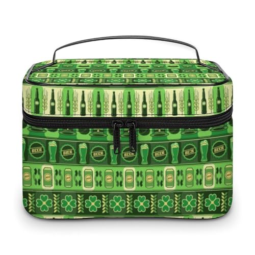 Kosmetiktasche mit grünen Kleeblättern und St. Patricks Day-Motiv für Damen, Reise-Make-up-Taschen, Hautpflege- und Toilettenartikel-Aufbewahrungs-Organizer, Herren, Urlaub, wasserdicht, weiches Led Kosmetiktasche mit grünen Kleeblättern und St. Patricks Day-Motiv für Damen, Reise-Make-up-Taschen, Hautpflege- und Toilettenartikel-Aufbewahrungs-Organizer, Herren, Urlaub, wasserdicht, weiches Led von WAFICAC
